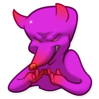 😈 diavolo, malvagio, demone, cartone animato, creatura, mostro, corna, ghigno telegram sticker