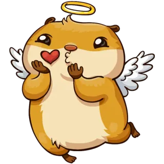 😘 Hamster, Engel, süß, Liebe, Flügel, Halo, Tier telegram sticker