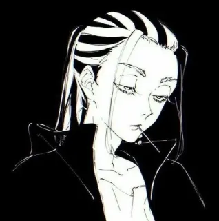 🔫 动漫, 漫画, 角色, 肖像, 黑白, 线条艺术, 艺术 telegram sticker
