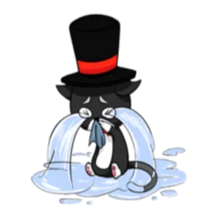 😭 gato, chorando, triste, cartola, emoção, lágrimas, desenho animado telegram sticker
