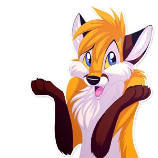 😅 renard, dessin animé, mignon, animal, poilu, personnage, illustration, autocollant telegram sticker