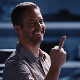 🖕 middle finger, offensive gesture, man, paul walker telegram sticker