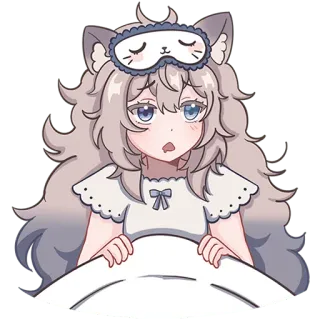 🥱 アニメ, 猫, 眠い, 女の子, 漫画, かわいい telegram sticker
