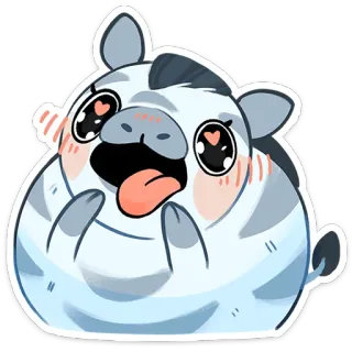 😍 zwierzę, kreskówka, uroczy, zebra, kawaii, naklejka whatsapp sticker