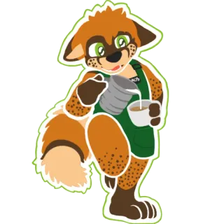 ☕️ BOB Fellwesen, Tier, Anthropomorph, Kaffee, Schürze, Starbucks, Barista, Bob telegram sticker