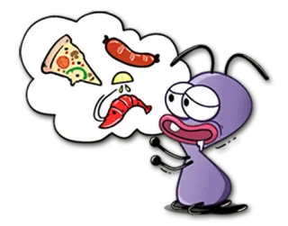 🍕 Dibujo animado, Hormiga, Comida, Pizza, Salchicha, Camarón, Sueño telegram sticker