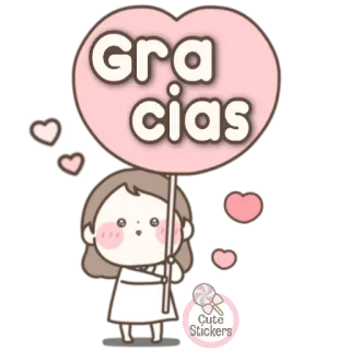 🍭 Gracias merci, mignon, fille, coeurs, rose, salutation telegram sticker