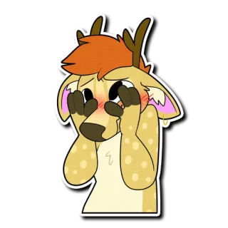 ☺️ Cerf, Animal, Mignon, Rougir, Embarrassé, Fourrure, Dessin animé telegram sticker