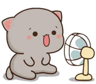 🌬 Katze, Fan, süß, Cartoon, Sticker, Tier telegram sticker