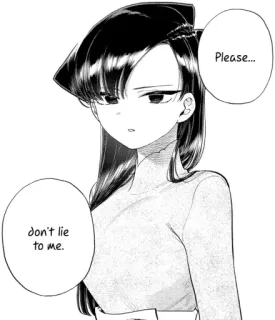 😒 Komi Shouko Komi Can't Communicate Please...
don't lie to me. Komi Can't Communicate, Anime, Mangá, Komi Shouko, Sério, Implorando, Pedido whatsapp sticker