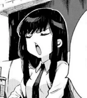 😒 Manga, Anime, Chica, Pelo Negro, Monocromo, Expresión whatsapp sticker