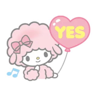 👍 YES милый, мультик, овца, да, шар, каваи, розовый whatsapp sticker