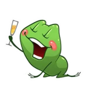 😝 rã, celebração, brinde, festa, champanhe, fofo, animal, desenho animado whatsapp sticker