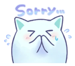🙏 Sorry... maaf, permintaan maaf, kucing, imut, memohon, sedih whatsapp sticker