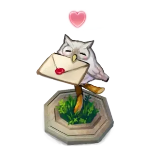 ✉ sowa, list, miłość, serce, uroczy, zwierzę, poczta telegram sticker