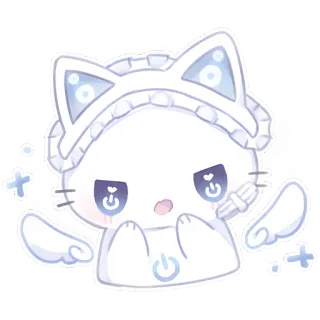 😠 고양이, 천사, 귀여운, 카와이, 동물, 날개 telegram sticker