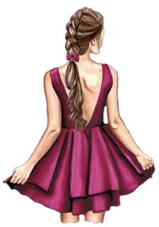 👩 robe, fille, mode, tresse, pose whatsapp sticker
