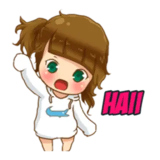 😧 HAII dessin animé, salutation, fille, animé, kawaii, mignon telegram sticker