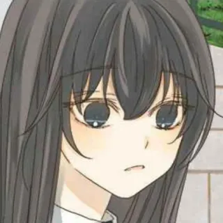 ⛲ chica anime, dibujo animado, retrato, pelo largo, manga, triste, emocional telegram sticker