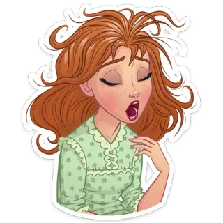 😴 adormilada, chica, bostezando, dibujos animados, cansada telegram sticker