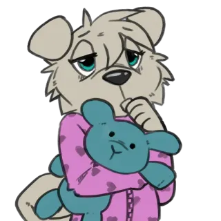 💤 anthropomorphic, furry, dog, plushie, tired, pajamas, cute, illustration, sticker whatsapp sticker