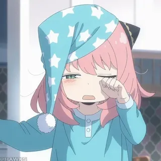 🍥 Anya Forger Spy x Family Anime, Dessin animé, Endormi, Mignon, Anya Forger, Spy x Family, Pyjama telegram sticker