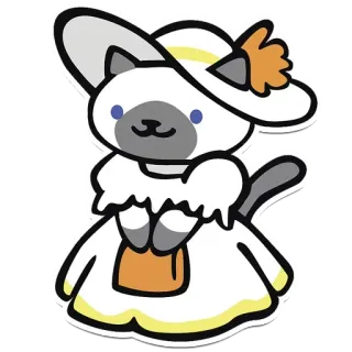 😬 кот, котенок, милый, платье, шляпа, животное, мультик, каваий whatsapp sticker