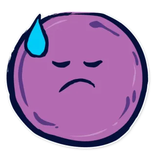 😓 Emoji, Triste, Cara, Sudor, Morado, Dibujo animado telegram sticker