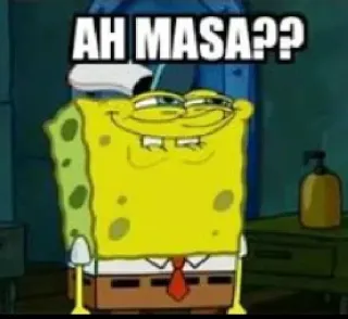 😏 Spongebob AH MASA?? spongebob, meme, kartun whatsapp sticker