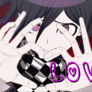 💗 Kokichi Oma Danganronpa V3: Killing Harmony LOVE Аниме, Сердце, Любовь, Кокичи Ома, Danganronpa, Персонаж telegram sticker
