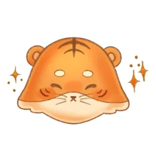 😼 harimau, imut, binatang, kawaii, oranye, berkilau whatsapp sticker
