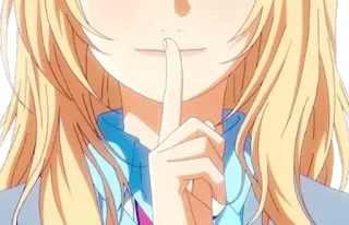 🤐 anime, finger to lips, quiet, shush, blonde hair telegram sticker
