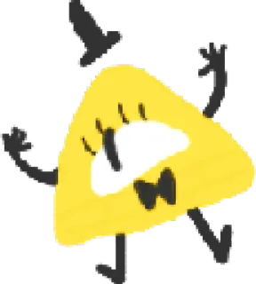 ⚠ Bill Cipher Gravity Falls Dessin animé, Triangle, Personnage, Magie, Un œil, Drôle, Jaune telegram sticker