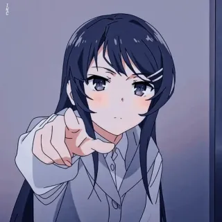 😠 Mai Sakurajima Rascal Does Not Dream of Bunny Girl Senpai 动漫, 女孩, 指, 樱岛麻衣, 青春猪头少年 telegram sticker