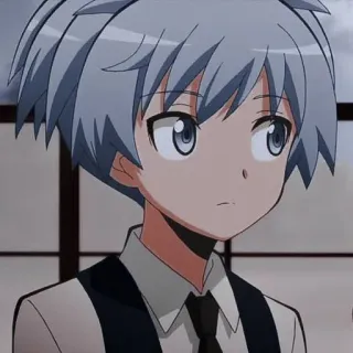 🦕 Nagisa Shiota Assassination Classroom anime, nagisa shiota, assassination classroom, cartoon, boy, blue hair telegram sticker