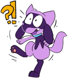 🙀 ?! การ์ตูน, ตกใจ, คำถาม, อัศเจรีย์, สีม่วง, สัตว์, หมา telegram sticker