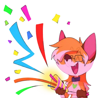🎉 лиса, конфетти, праздник, вечеринка, мультик, счастливый whatsapp sticker
