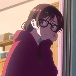 🧣 Chizuru Ichinose Rent-A-Girlfriend Anime, Ragazza, Chizuru Ichinose, Rent-A-Girlfriend, Occhiali, Carina, Ragazza Anime telegram sticker