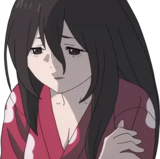 😔 anime, girl, sad, pensive, kimono whatsapp sticker