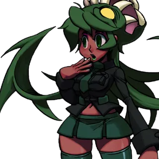 🔋 Squigly Skullgirls Anime, Fille, Vert, Skullgirls, Squigly telegram sticker