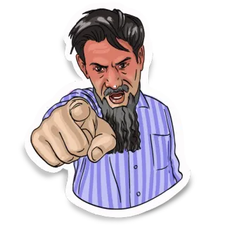 😡 화난, 남자, 가리키는, 일러스트, 만화, 수염 telegram sticker