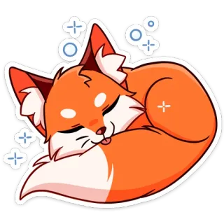 😴 zorro, dormido, animal, lindo, dibujos animados, pegatina telegram sticker