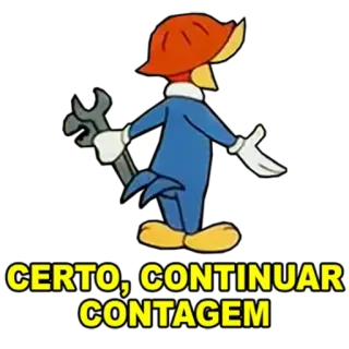 🛠 Woody Woodpecker CERTO, CONTINUAR CONTAGEM cartoon, woody woodpecker, wrench, mechanic, bird telegram sticker
