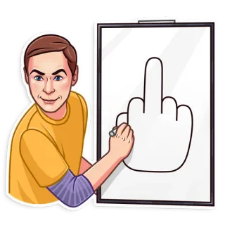 🖕 Sheldon Cooper The Big Bang Theory sheldon cooper, the big bang theory, middle finger, offensive gesture, cartoon telegram sticker