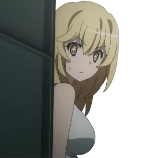 😧 Anime, Chica, Rubia, Mirada, Personaje, Ilustración whatsapp sticker