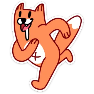 💃 fox, animal, cartoon, running, cute, illustration telegram sticker