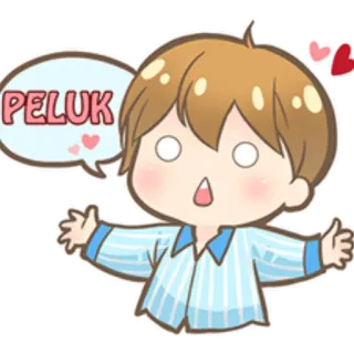 😍 PELUK câlin, mignon, kawaii, garçon, dessin animé, amour, emoji whatsapp sticker