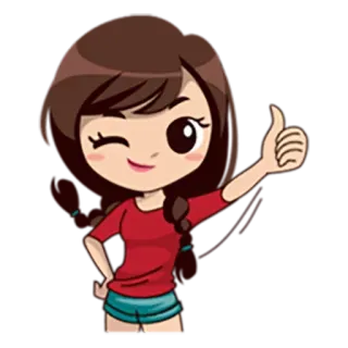 🙊 kreskówka, dziewczyna, kciuk w górę, słodki whatsapp sticker