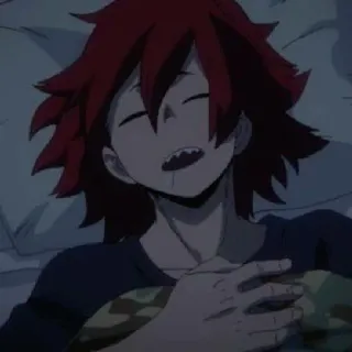 😃 Eijiro Kirishima My Hero Academia เอจิโร่ คิริชิมะ, มายฮีโร่ อคาเดเมีย, อนิเมะ, มังงะ, นอนหลับ, การ์ตูน, ตัวละคร telegram sticker