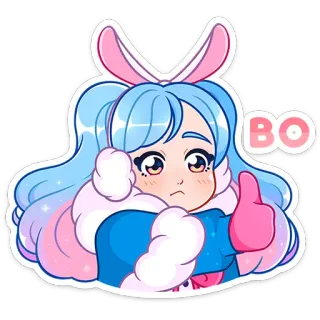 👍 BO kreskówka, dziewczyna, królik, słodkie, anime, naklejka telegram sticker